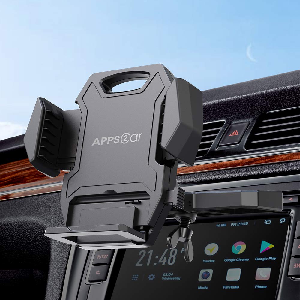 APPS2Car Sturdy CD Slot Phone Mount with One Hand Operation Design,  Hands-Free Car Phone Holder Universally Compatible with All iPhone &  Android Cell