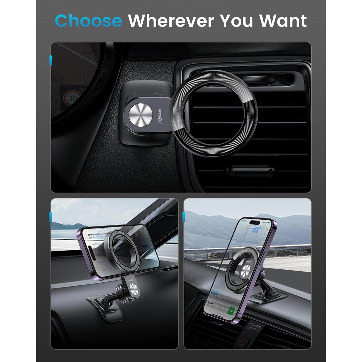 APPS2Car 2-Pack Compatible for Magsafe Car Mount Dashboard