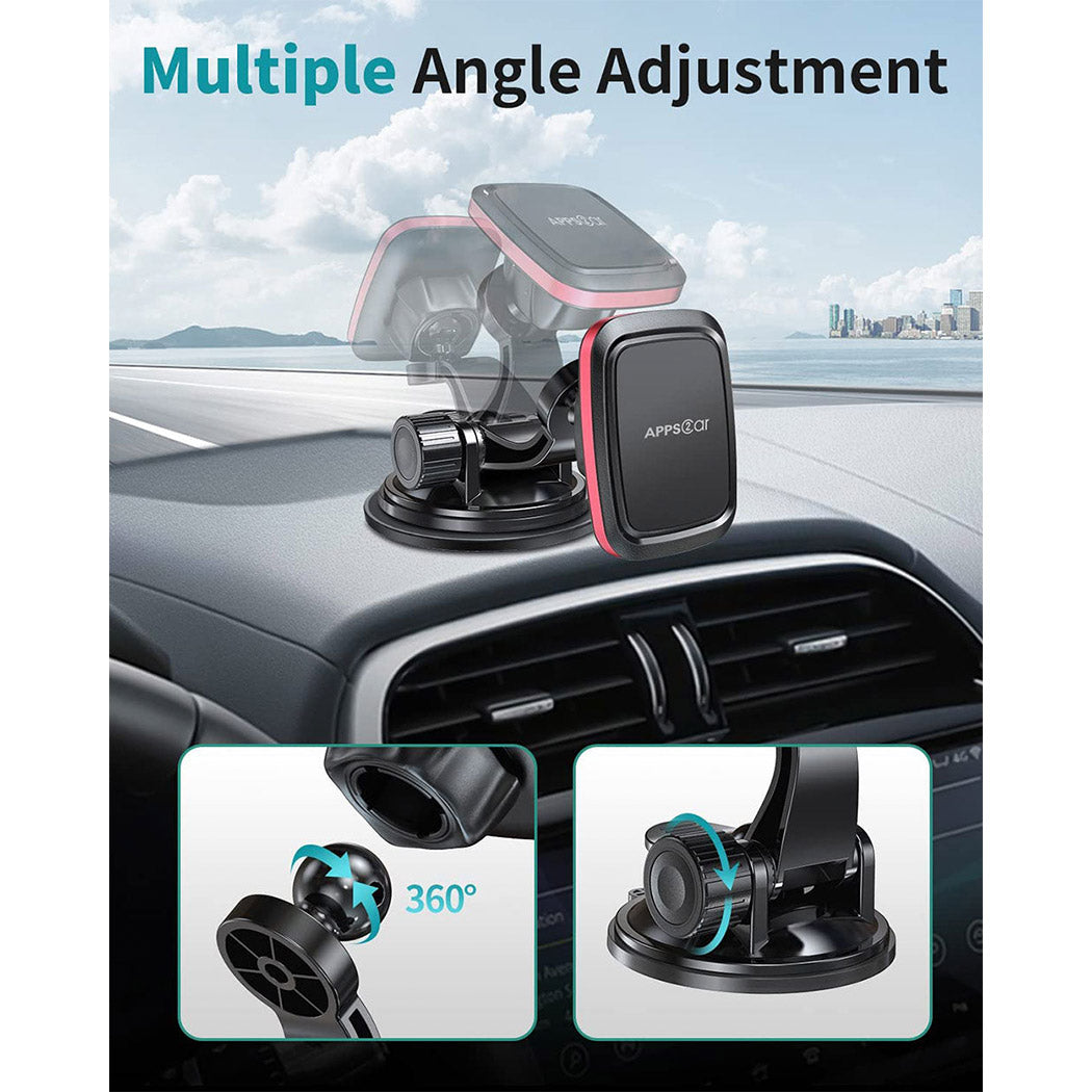 APPS2Car Adjustable Arm Suction Cup Magnetic Dash Mount Car Phone Holder